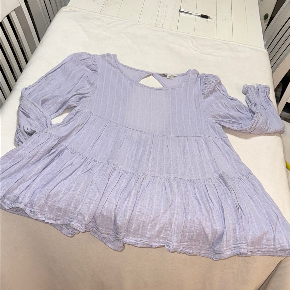 American Eagle Outfitters Lavender boho free flowing  Blouse key hole O/S Sm